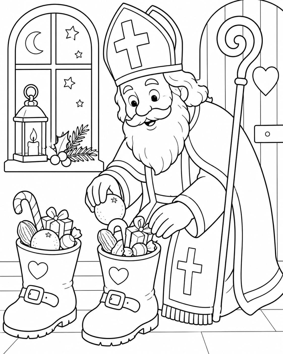 Nikolaus Motiv 3 als kostenloses Ausmalbild für Kinder